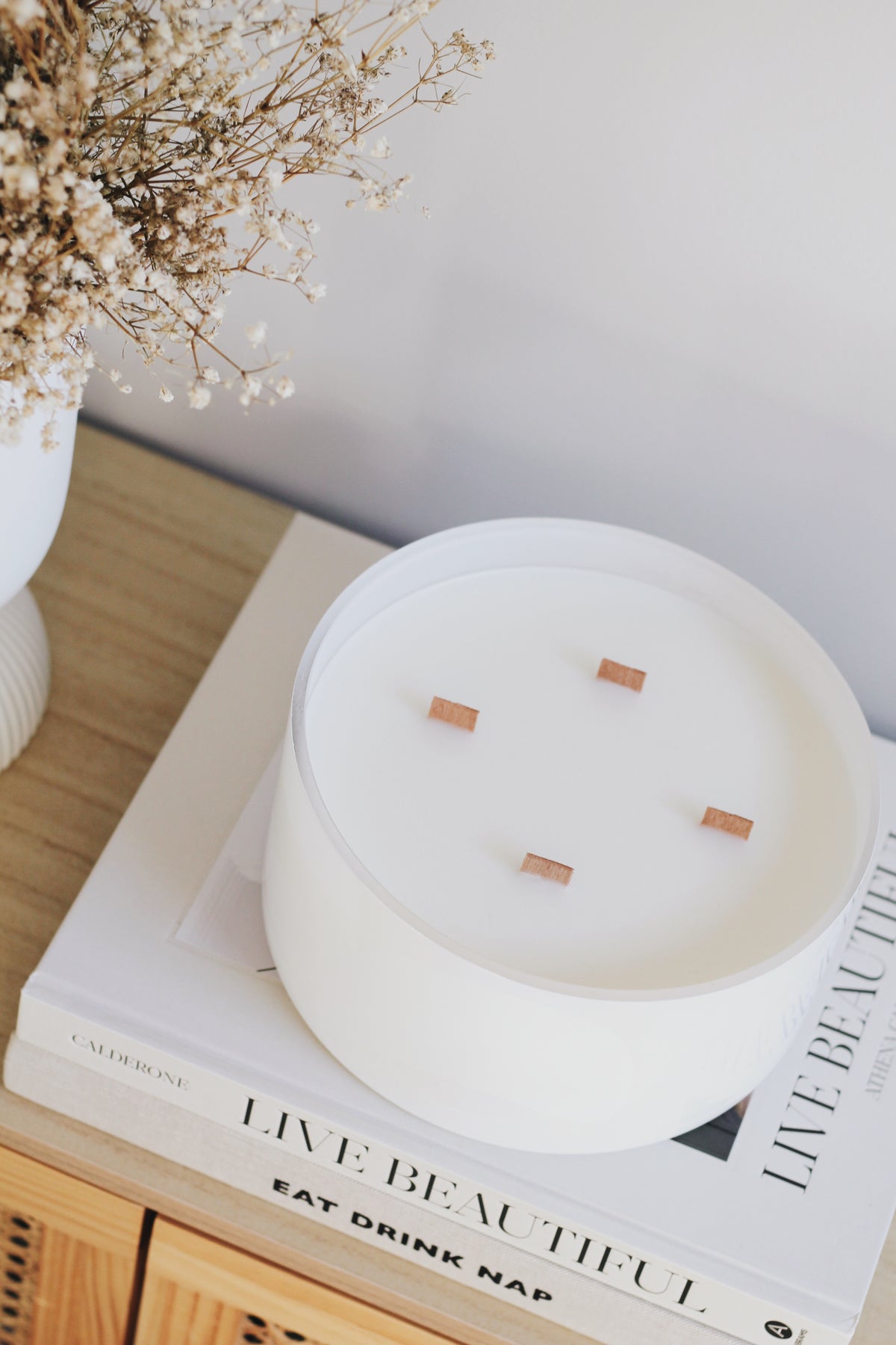 Mya Collection 1.7kg luxury four wick candle styled in an Australian home”